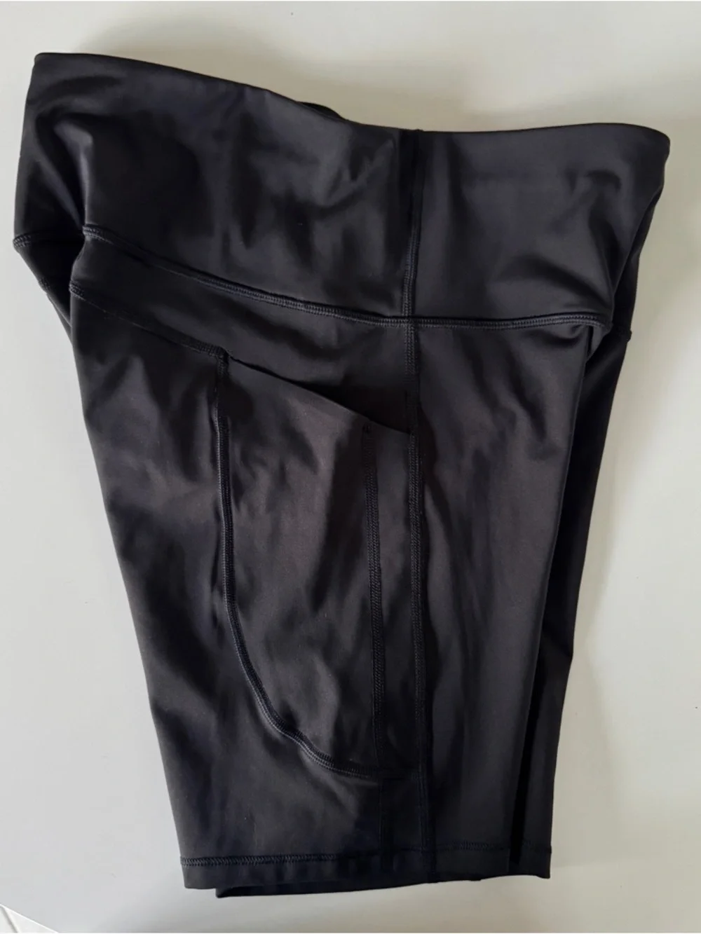 Athleta Ultimate Stash Black High-Rise Bike Shorts with Side Pockets - Picture 4 of 4